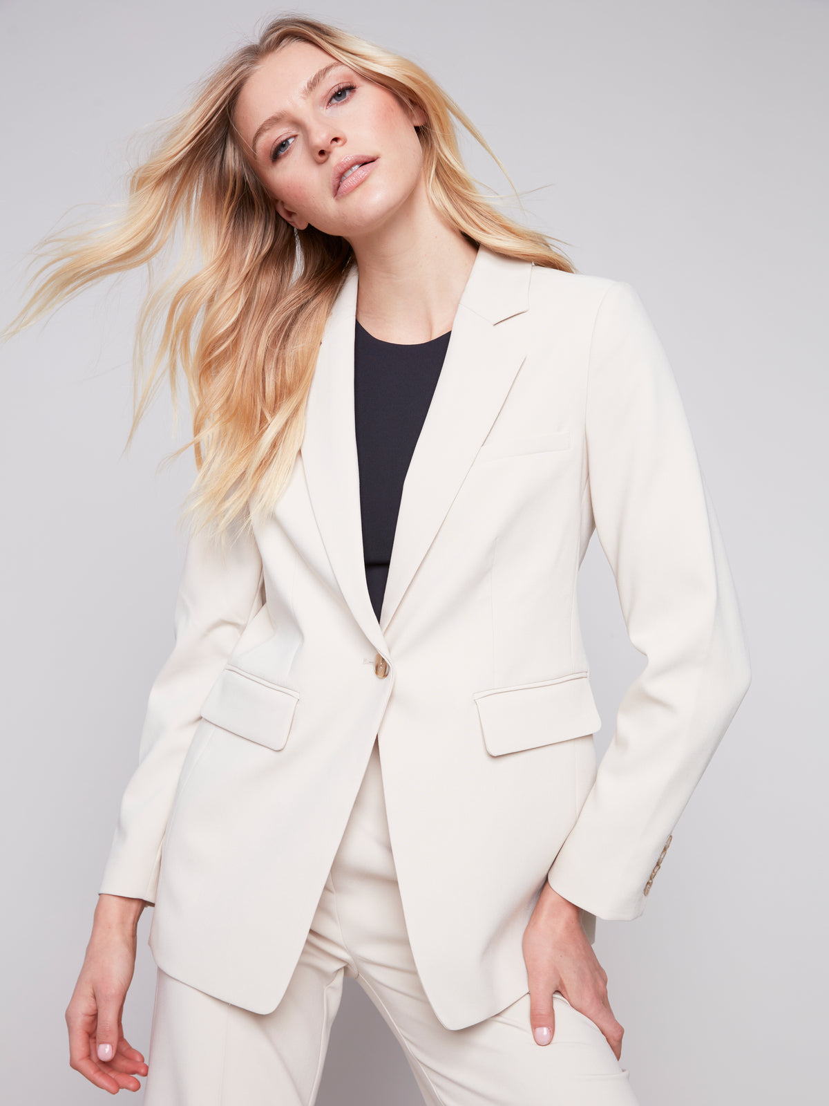 Single Button Air Flow Blazer Beige