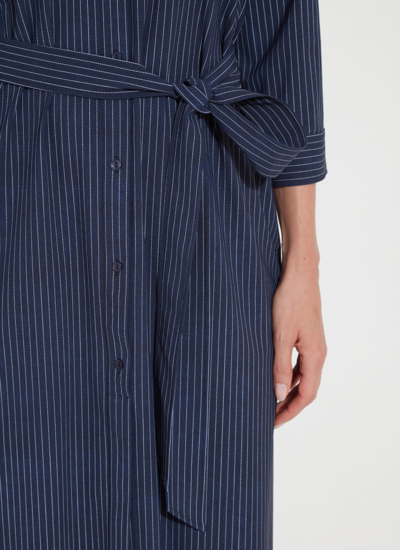 Schiffer 3/4 Sleeve Printed Dress Ultimate Pinstripe