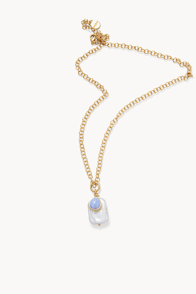 Maya River 19" Necklace Recycled Blue Chalcedony