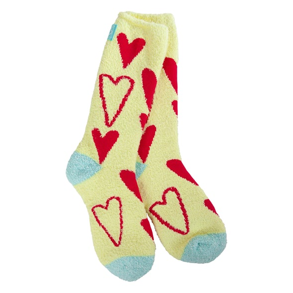 Cozy Crew Sock Red Hearts