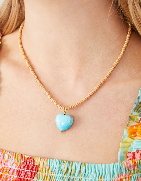 Full Heart 18" Necklace - Turquoise Natural