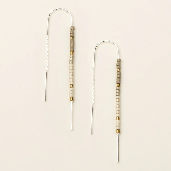 Chromacolor Miyuki Thread Earrings Pewter Multi + Silver