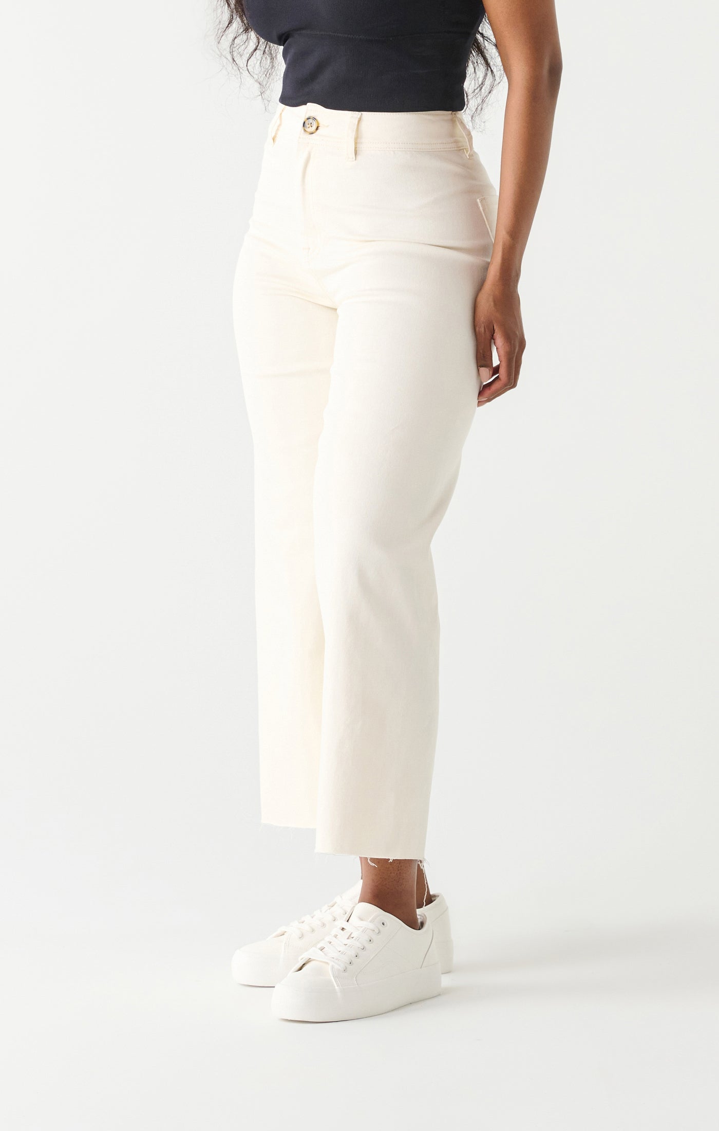 Super High Rise Culotte Pants Off White Wash
