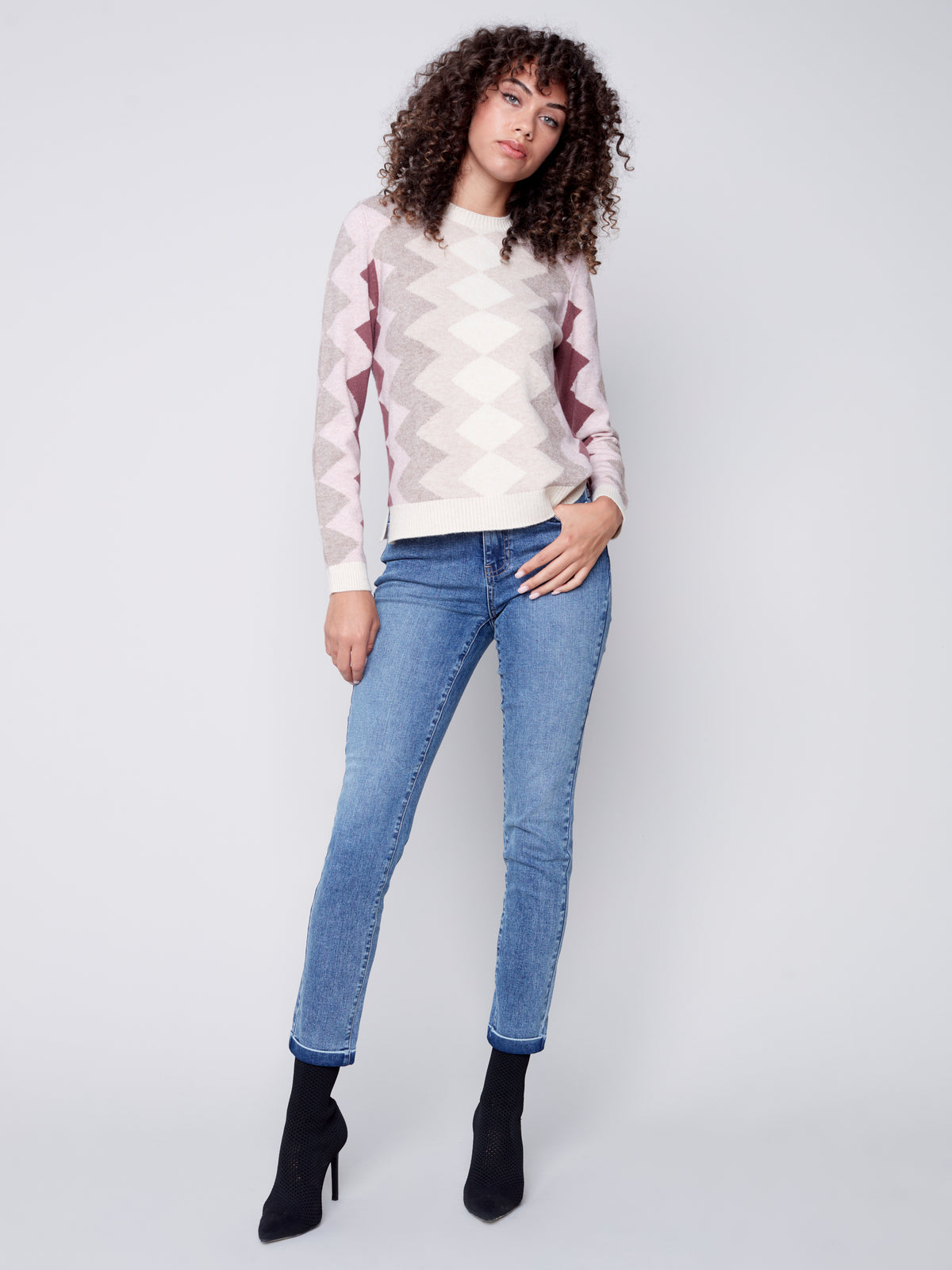 Zig Zag Jacquard Sweater Powder