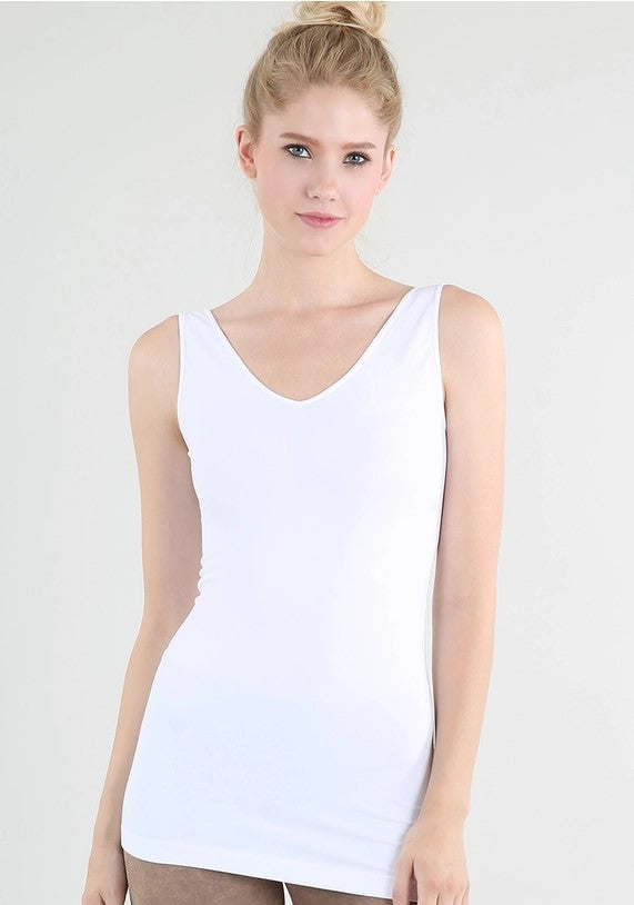 Reversible Wide Strap Jersey Tank Top White