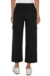 Hi Rise Cargo Crop Straight Pants Black