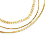 Triple Layer WR Mix Chain Necklace - Gold