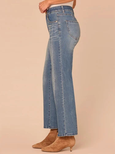 Ab Solution Skyrise Barely Boot Clean Step Hem Jeans Mid Blue Artisanal