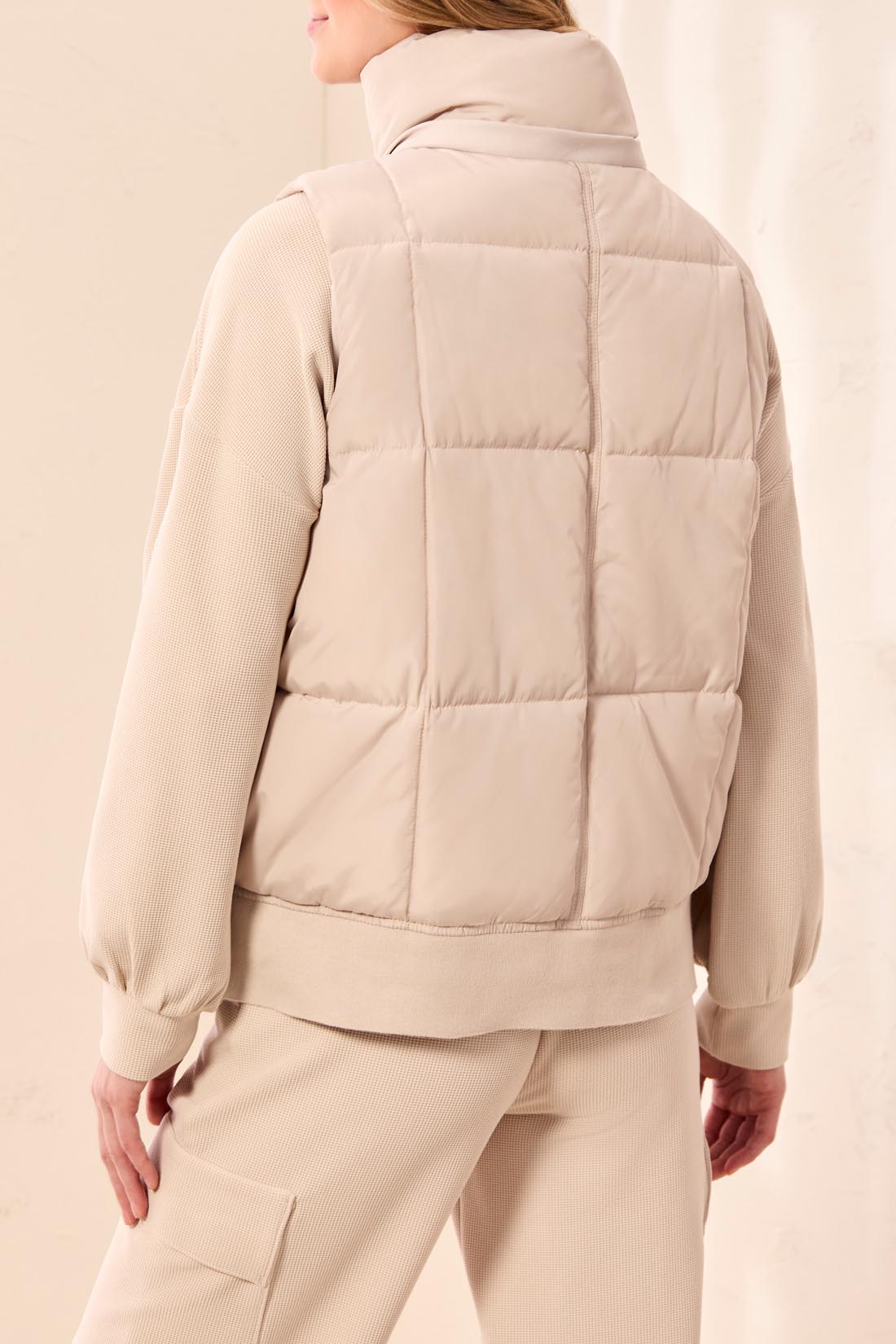 Removable Hood Quilted Puffer Vest Sand Dune