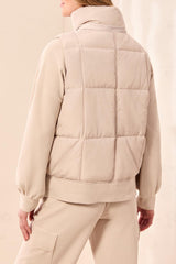 Removable Hood Quilted Puffer Vest Sand Dune