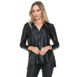 Hi Low Zipper Top Black Leather