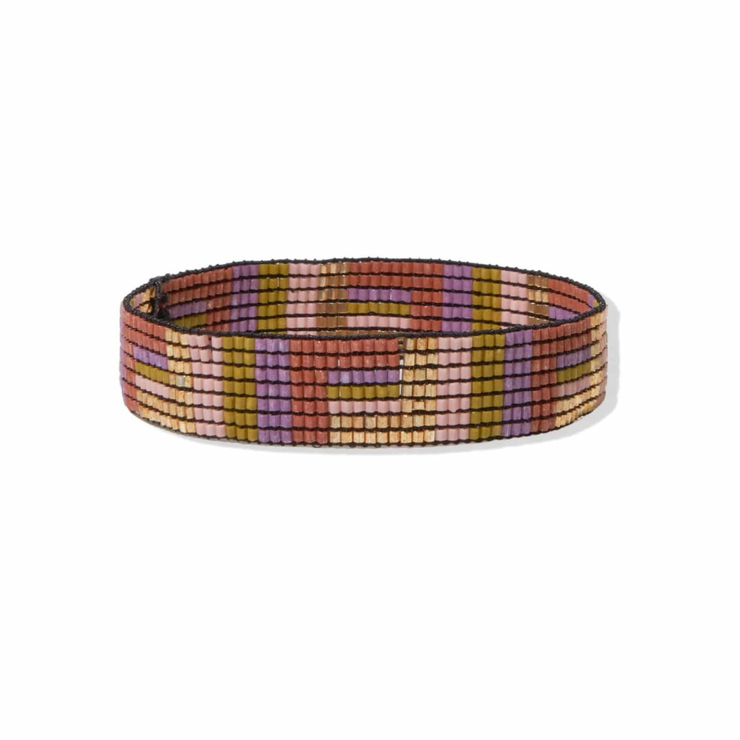 Geo Stripe Small Luxe Beaded Bracelet Lilac