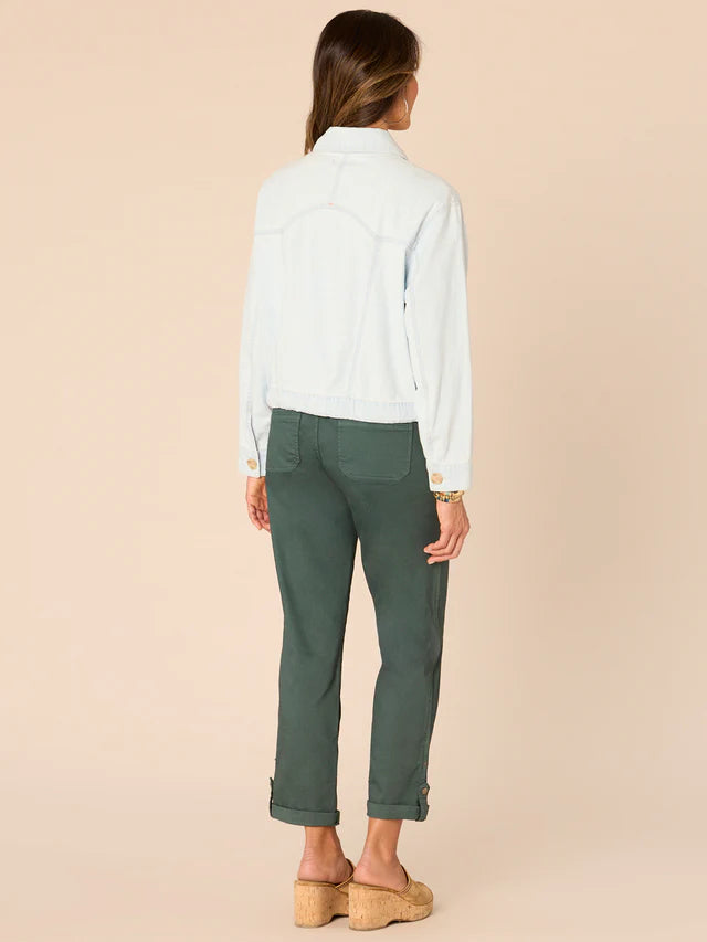 Button Down Self Tie Oversize Denim Jacket Light Blue
