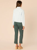 Button Down Self Tie Oversize Denim Jacket Light Blue