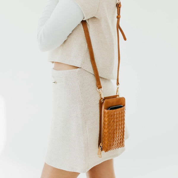 Woven Double Duty Phone Bag Brown