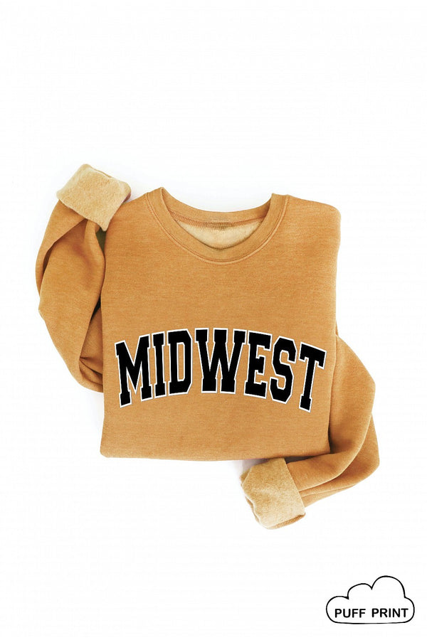 Midwest Puff Print Graphic Sweatshirt Heather Mustard