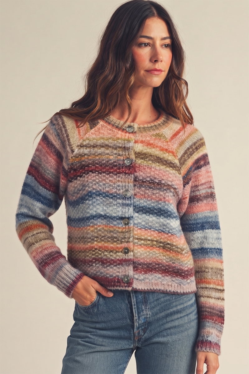 Autumn Horizon Stripe Cardigan Multi