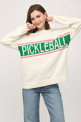 Pickleball Athleisure Crew Neck Sweater Cream