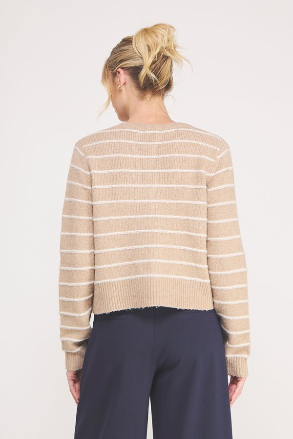 Abigail Stripe Sweater Cardigan Sand