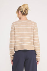 Abigail Stripe Sweater Cardigan Sand