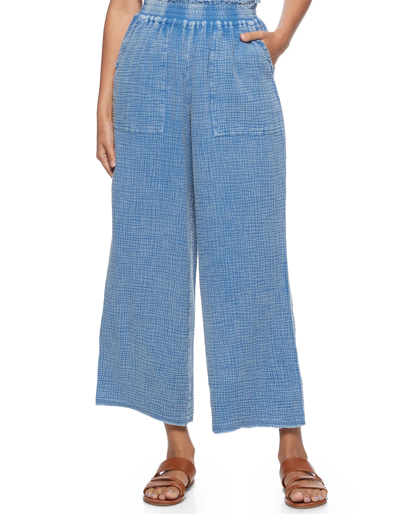 Lodi Gauze Wide Leg Pants Dusty Blue
