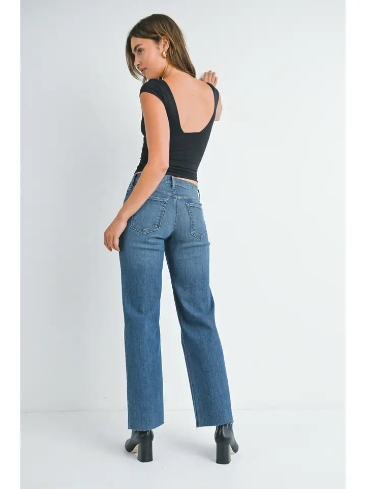 Slim Palazzo Scissor Cut Jeans Dark Denim