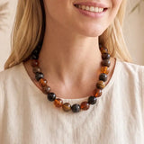 Chunky Beaded Necklace Brown