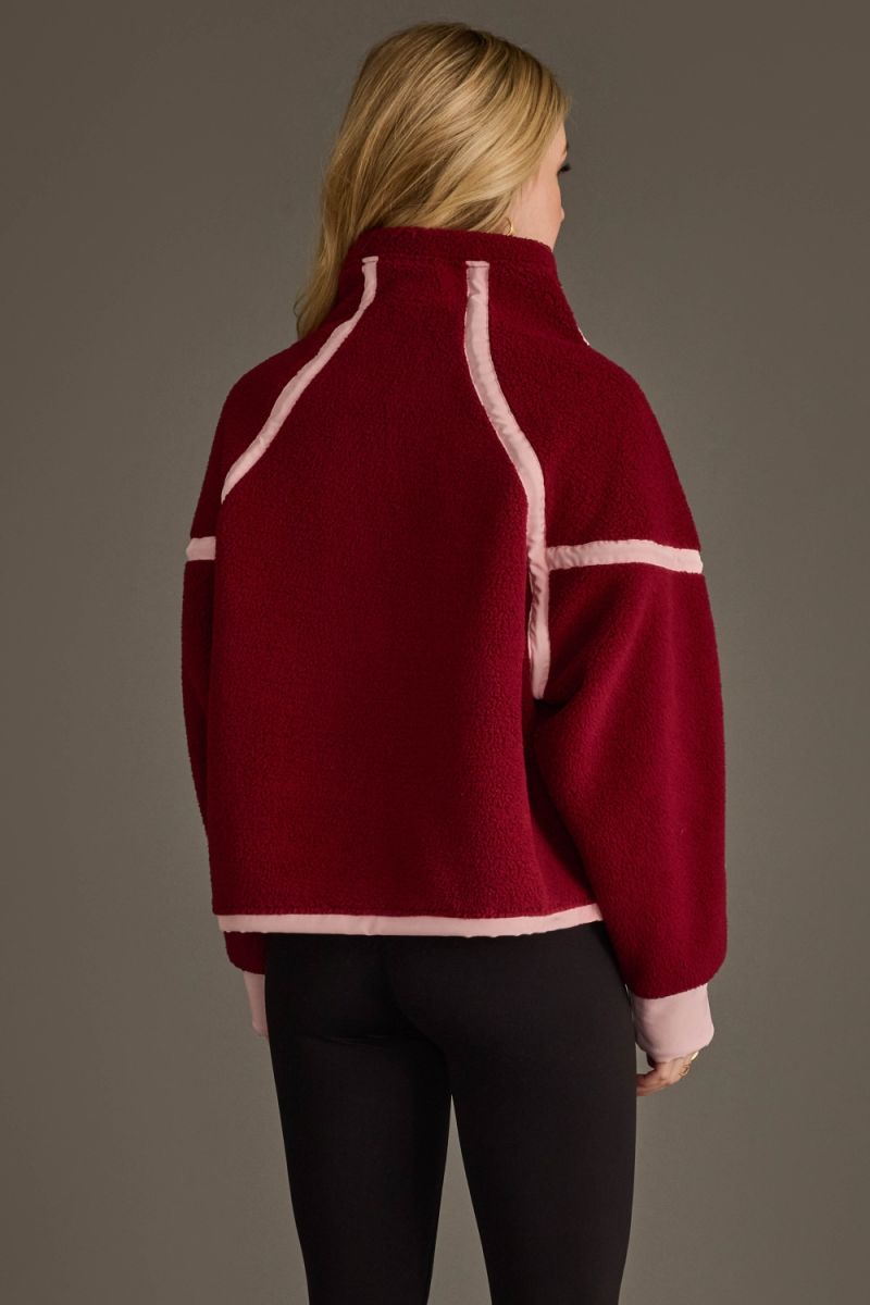 Teagan Half Zip Sherpa Fleece Pullover Burgundy