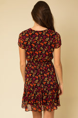 Black Multi Floral Dress Black