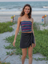 Full Boho Bandeau Dusty Blue American Flag