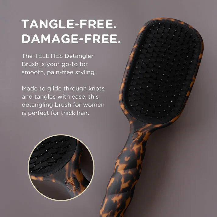 Teleties Hair Brush Tortoise Detangler - Thick Hair
