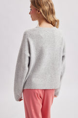 Deer Graphic Knit Sweater Heather Grey