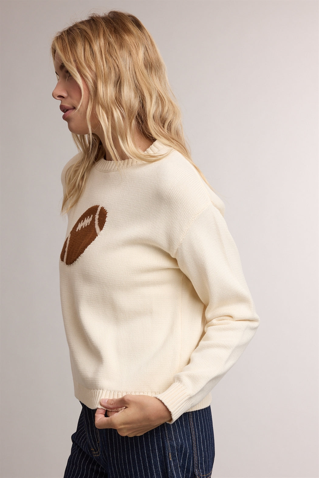 Football Jacquard Sweater Cream