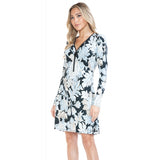 Long Sleeve Zipper Dress Black Mix Metallic Floral