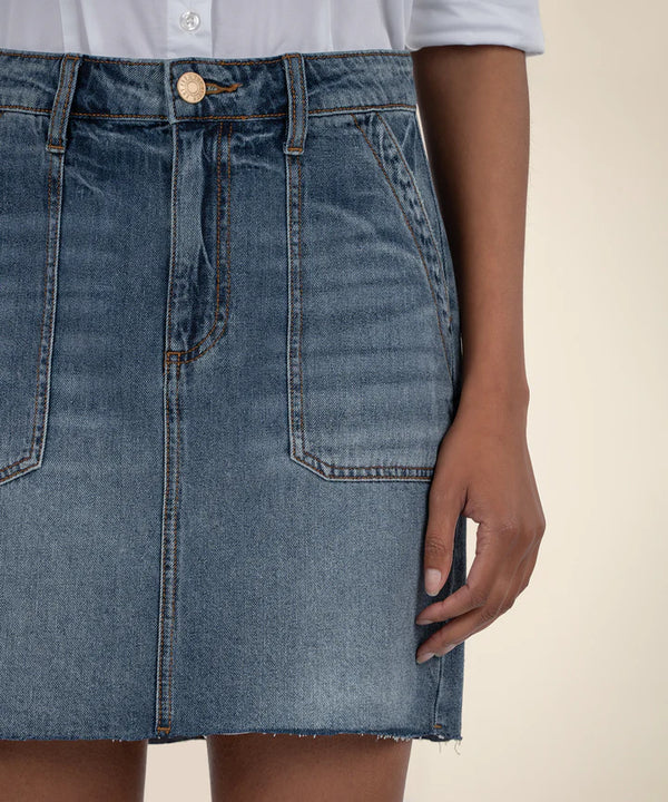 Bristol Pork Chop Pocket Skirt Medium Wash