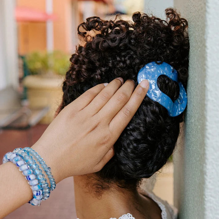 Teleties Medium Flat Round Hair Clip Blue Lagoon