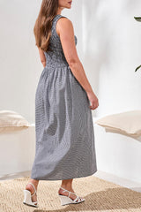 Top Ruche Detail Sleeveless Midi Dress Black