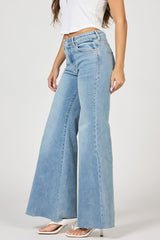Hendrix High Rise Raw Cut Hem Wide Leg Jeans Hillcress