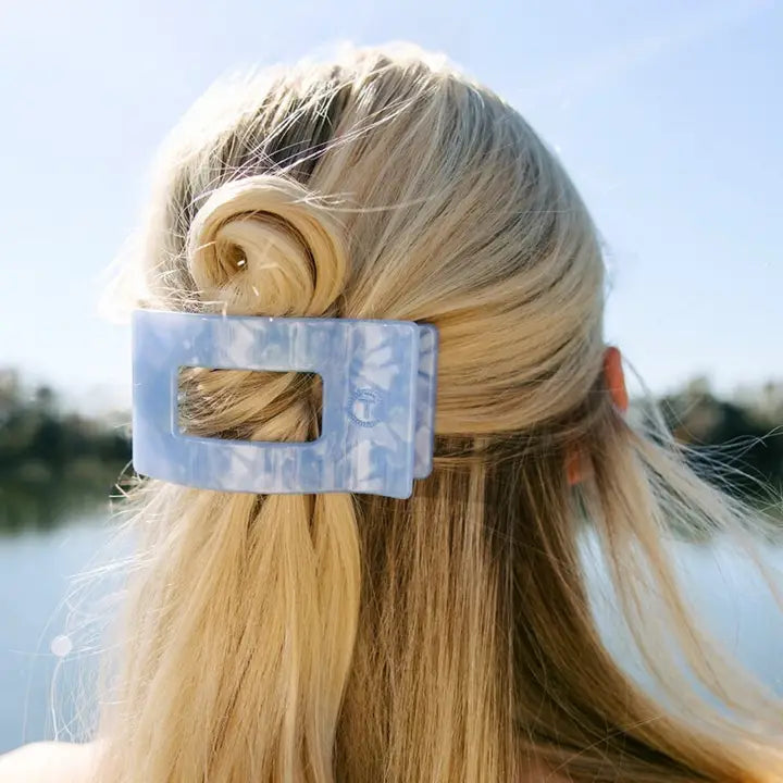 Teleties Medium Flat Rectangle Hair Clip Blue Lagoon