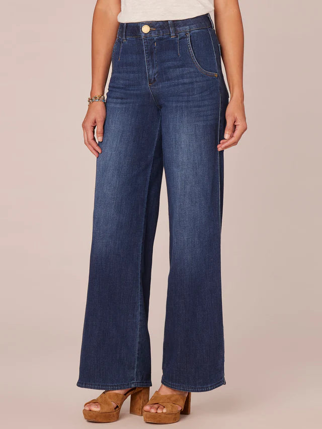 Skyrise Tulip Hem Wide Leg Jeans Indigo