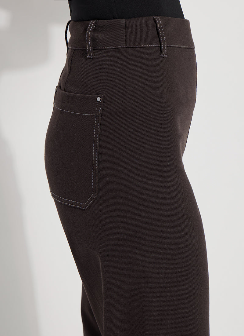 Erin High Waist Wide Leg Denim Pants Double Espresso