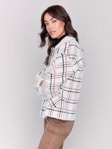 Jacquard Plaid Short Jacket Terracotta