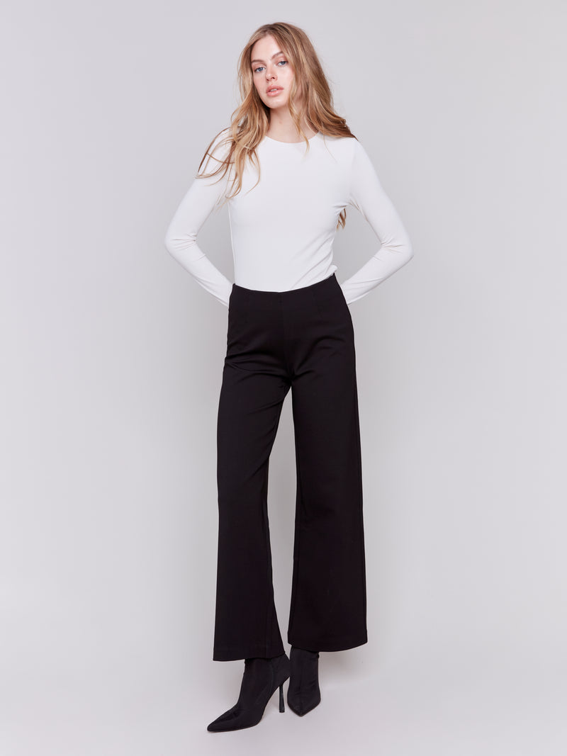 Pull On PDR Dressy Flare Leg Pants Black