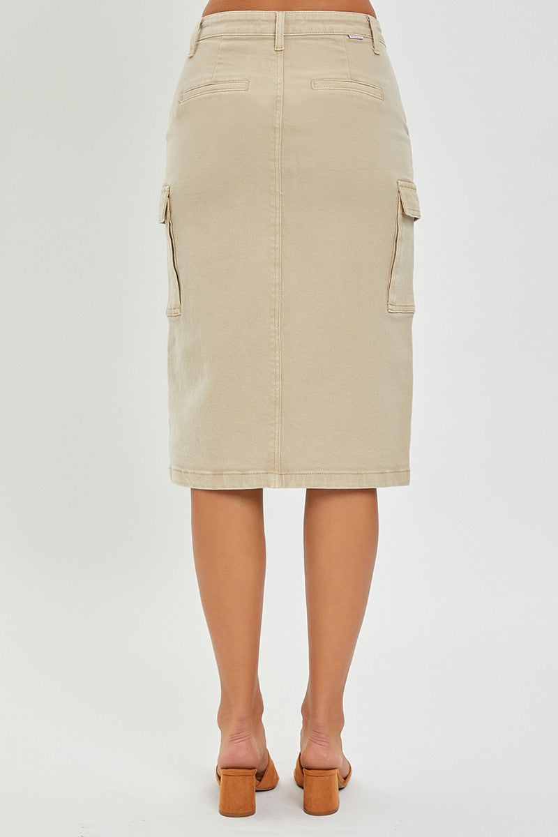 High Rise Midi Cargo Skirt