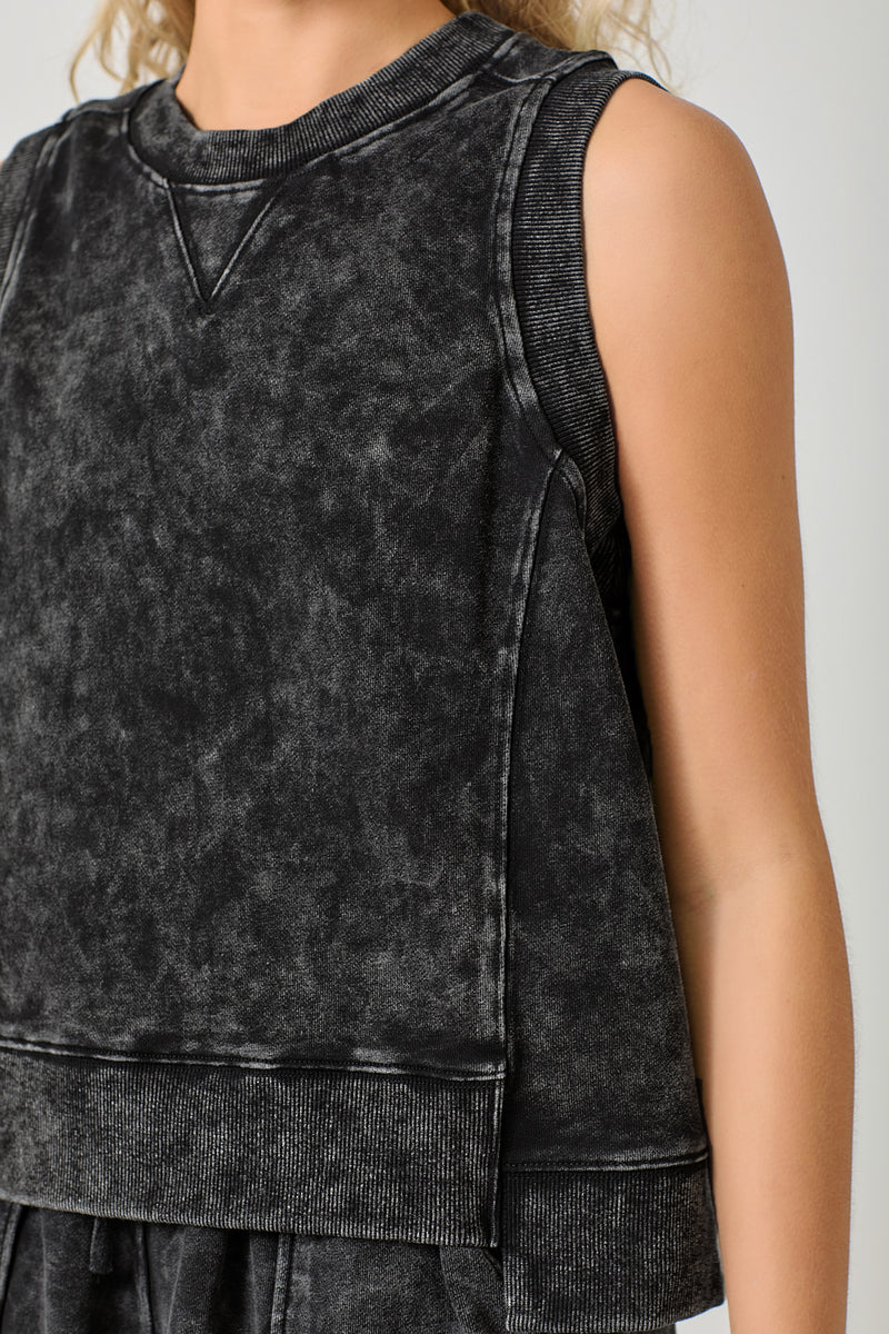 Jagged Hem Mineral Wash Terry Tank