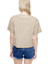 Giddy Up Cowgirls Crop Short Sleeve Tee Taupe