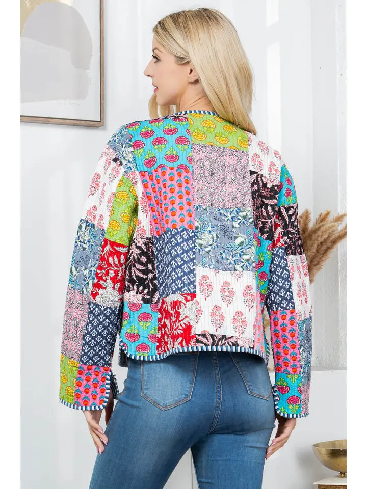 Stella Floral Quilted Patchwork Reversible Jacket Multicolor