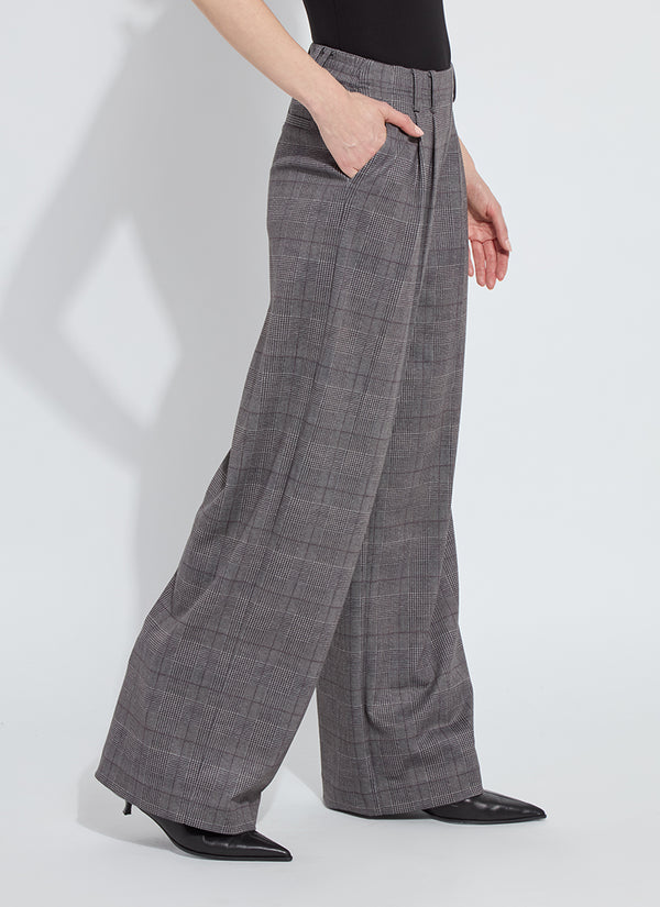 Darcy Pleated Wide Leg Ponte Trouser London Glen Plaid
