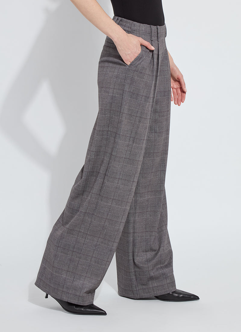 Darcy Pleated Wide Leg Ponte Trouser London Glen Plaid
