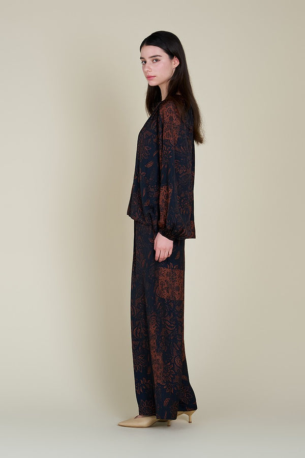 Patchwork Satin Printed Blouse